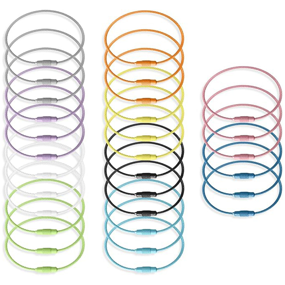 50Pcs Wire Keychain Cable Key Rings Color Stainless Steel Ropes