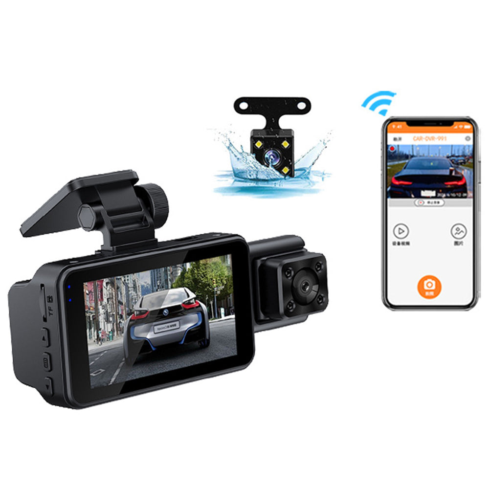 1080P 3 Cam Front and Rear Night Vision Car Dash Camera Video DVR Recorder