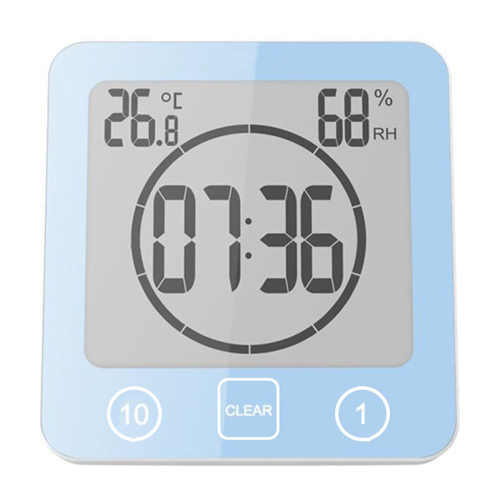 Digital Temperature Humidity Meter Water-Resistant Bathroom Alarm Clock