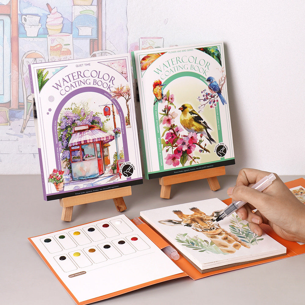 DIY 3-Fold Watercolor Painting Pad with Prefilled Paints for Beginners