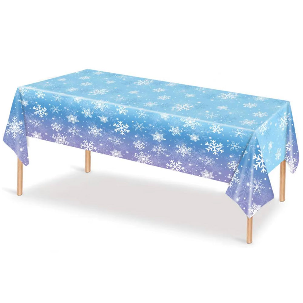 3Pcs Christmas Snowflake Tablecloth Winter Wonderland Table Cover