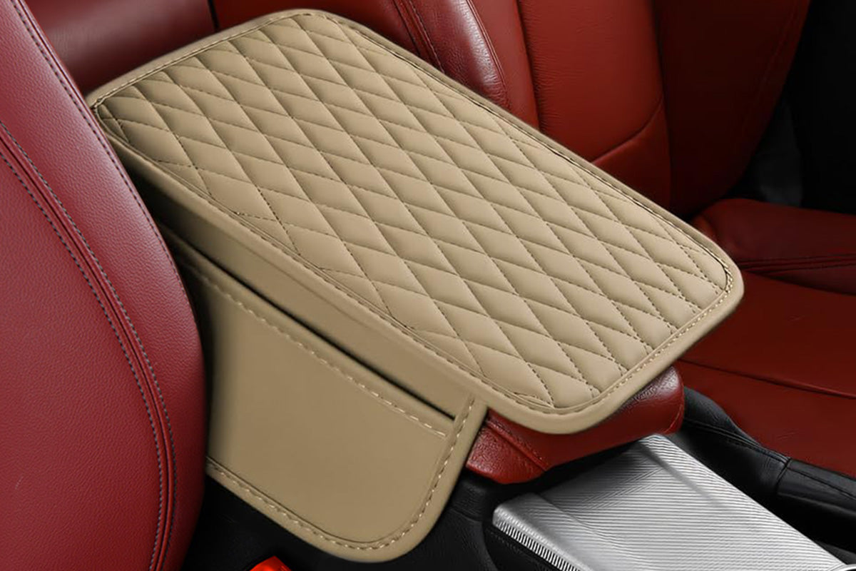 Microfiber Leather Car Center Console Cover Car Arm Rest Cover with 2 Storage Bags