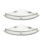 2XGlass Corner Bathroom Shelf with Stainless Steel Guard Rail