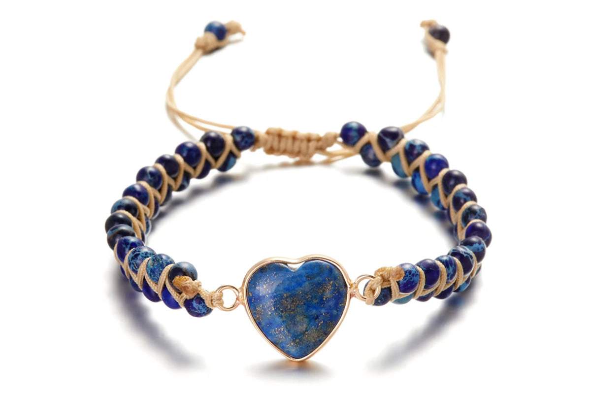 Handmade Natural Stone Beaded Bracelet Adjustable Woven Bangle for Women Jewelry