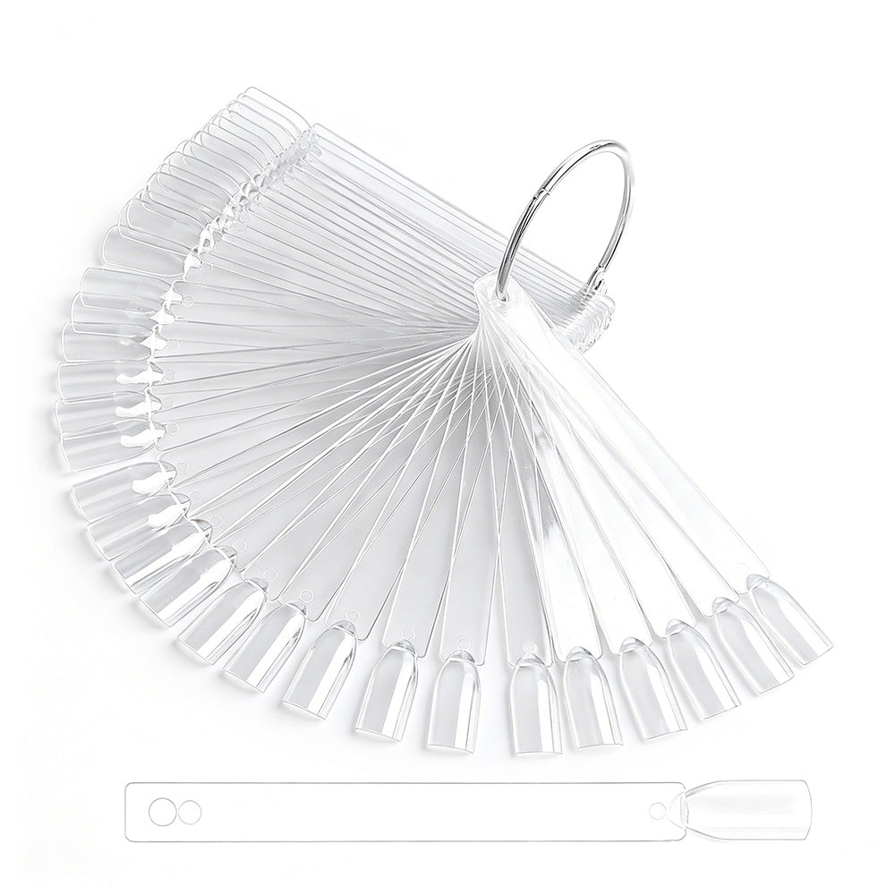 100 PCS Clear Nail Swatch Sticks with Ring Nail Art Swatch Set for Polish Display