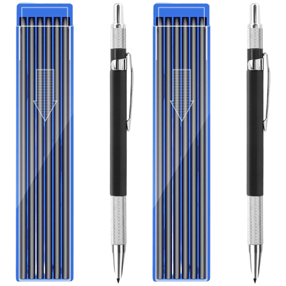 2Pcs 2mm 2B Lead Holder Pen Automatic Mechanical Drafting Drawing Pencil Art Tool with 24 Refills
