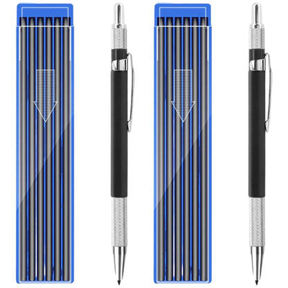 2Pcs 2mm 2B Lead Holder Pen Automatic Mechanical Drafting Drawing Pencil Art Tool with 24 Refills