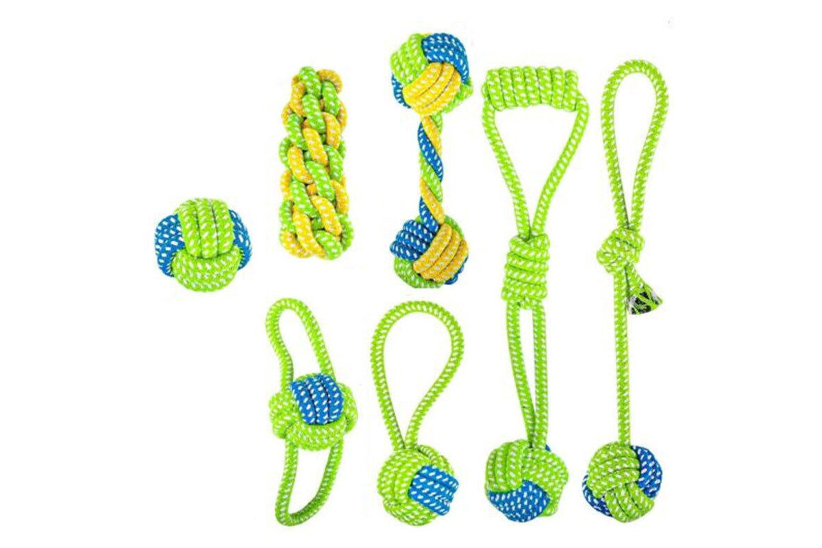 7Pcs Dog Rope Chew Toys Durable Knot Balls for Puppies Training and Teething
