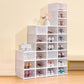 3 Tiers Foldable Stackable Shoe Organizer with Clear Door Plastic Shoe Rack
