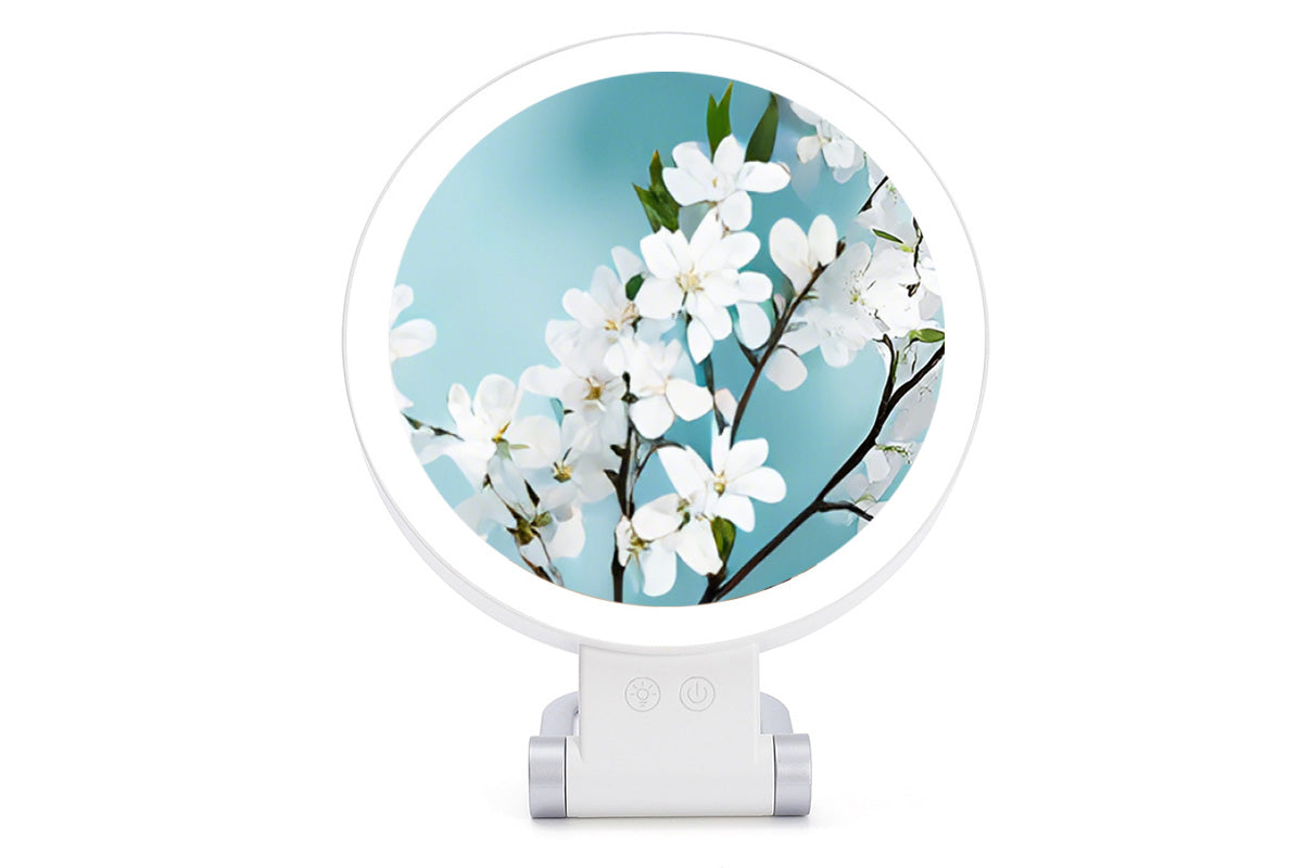 Double Sided 1X And 30X Magnifying Makeup Foldable Mirror With 3 Color Lights