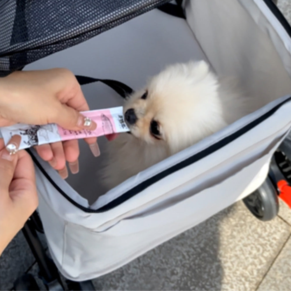 Pet Stroller Cat Small Dog Cage Stroller Travel Folding Carrier Pushchair with Breathable Mesh Cup Holder