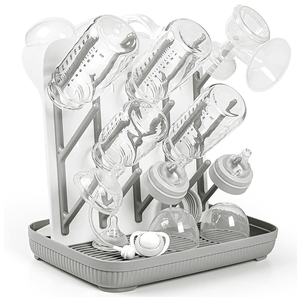 Detachable Bottle Drying Rack for 12 Bottles with Accessories Holder