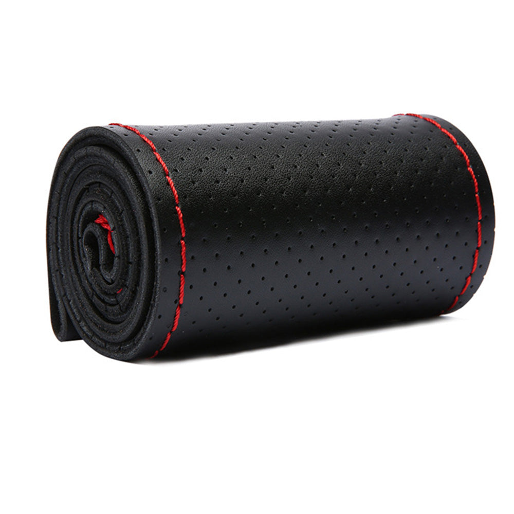 Genuine Leather Steering Wheel Cover - Hand-Stitched 360° Full Wrap Auto Grip
