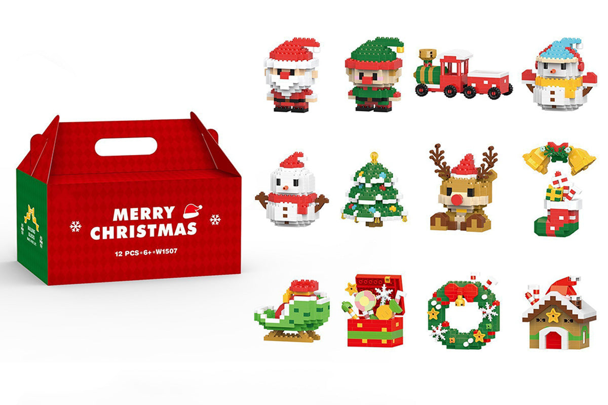 Christmas Building Blocks Set Xmas Building Figures DIY Stocking Stuffers