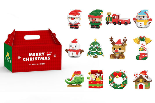Christmas Building Blocks Set Xmas Building Figures DIY Stocking Stuffers