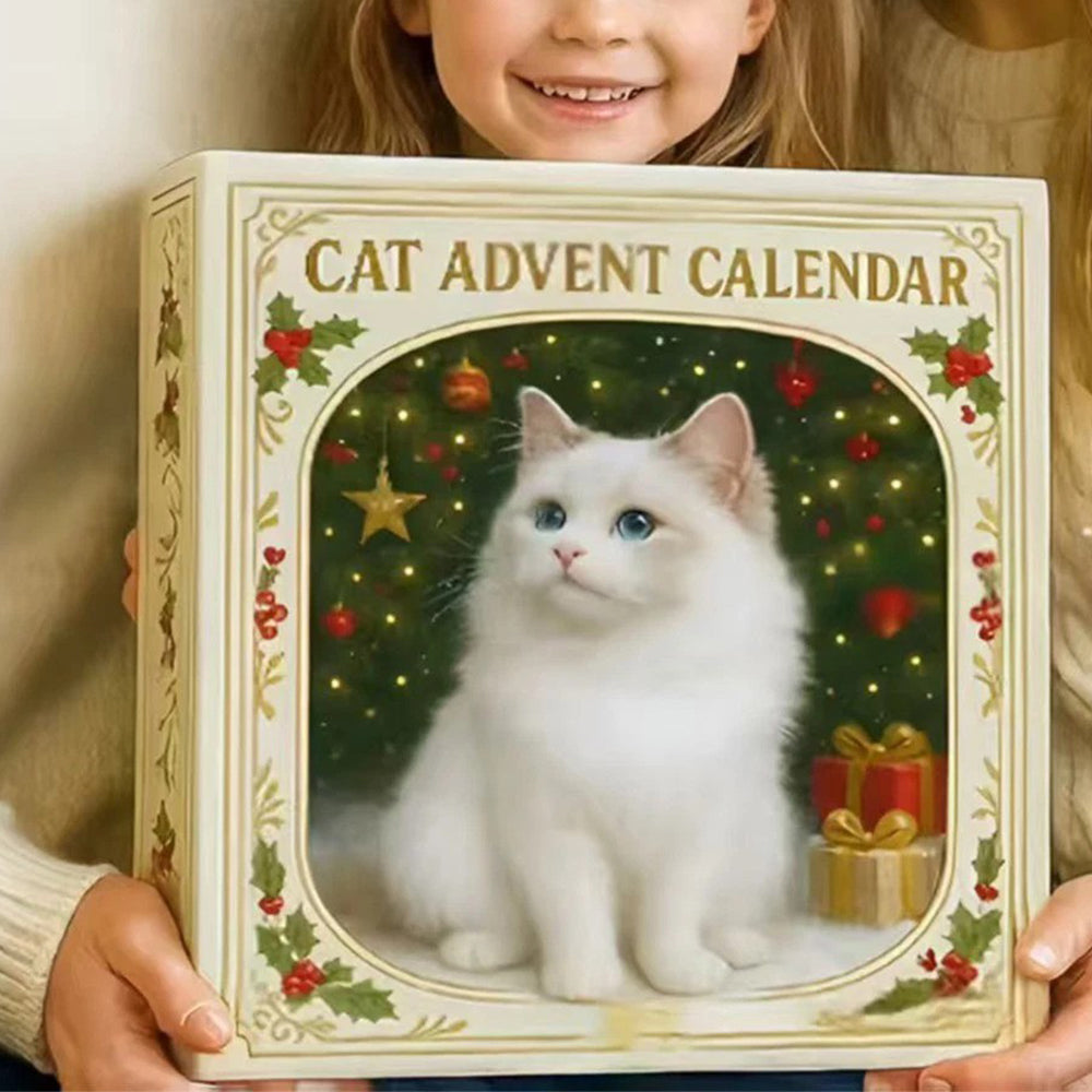 2D Cat Advent Calendar with 24 Acrylic Kitten Ornaments Christmas Countdown