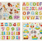 4 Sets Wooden Peg Puzzle for Girls Boys with Alphabet Number Animal Dinosaur Vehicle