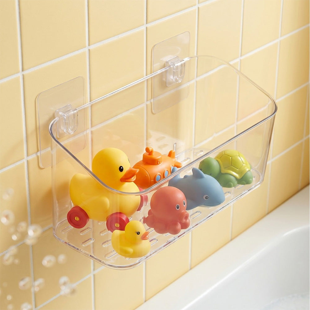 No Drill Bath Storage Wall Mounted Transparent Shower Caddy for Home