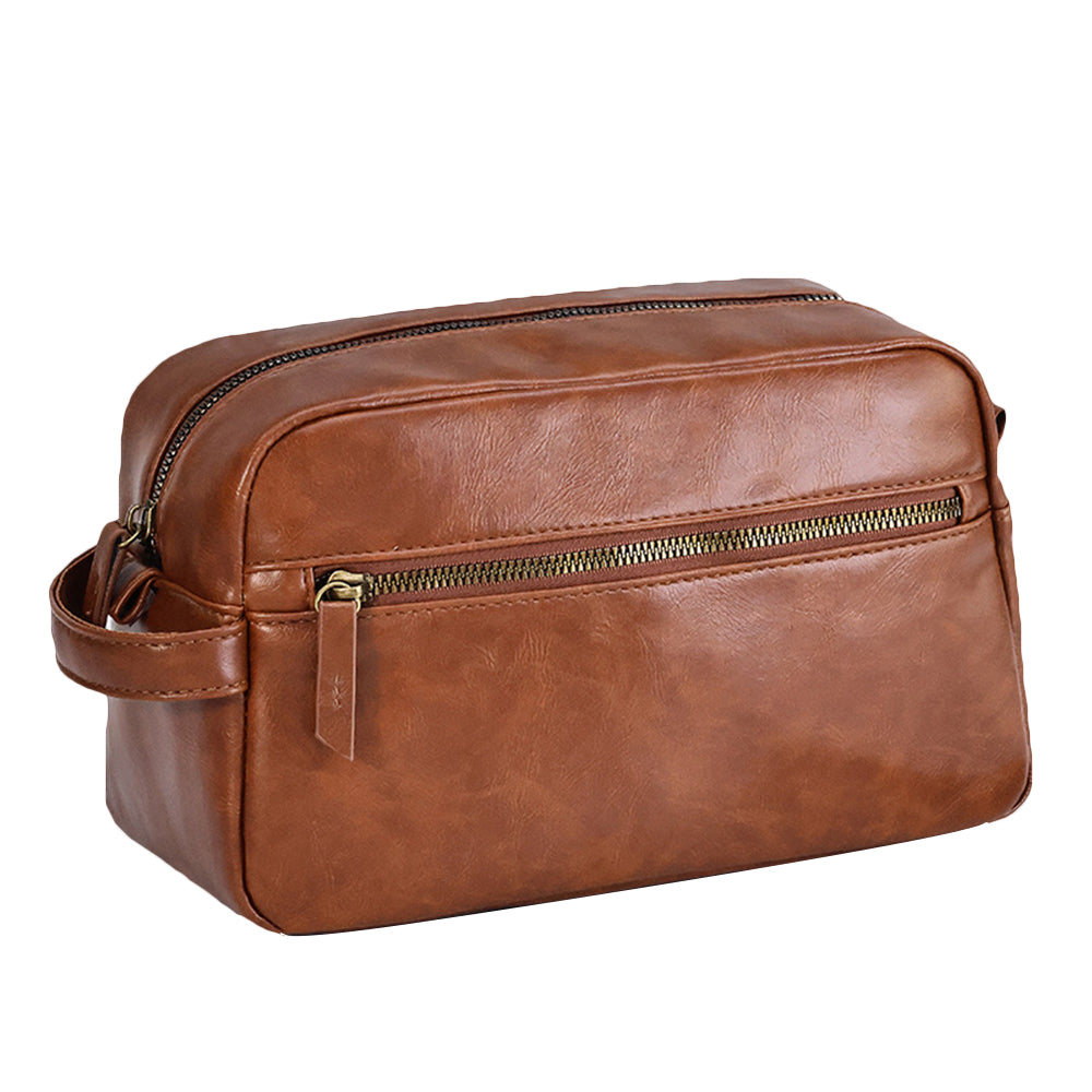 PU Toiletry Bag for Men Large Travel Wash Bag Shaving Water-Resistant