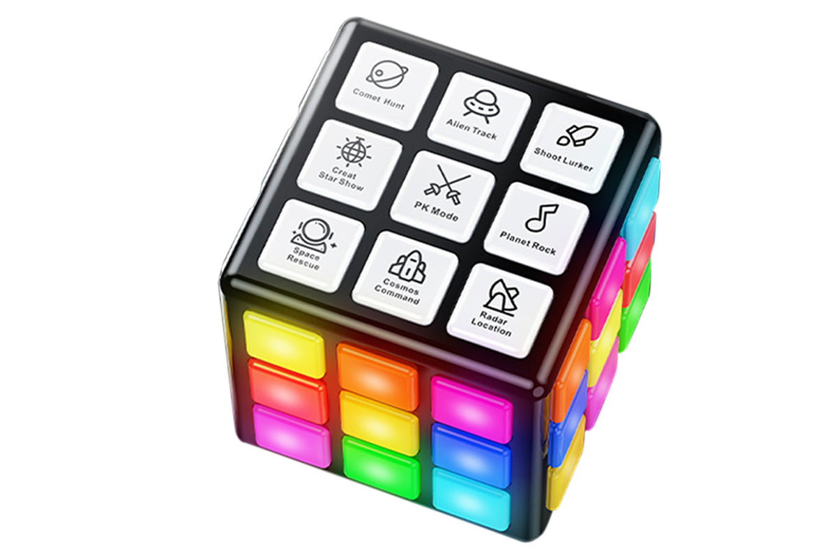 Rechargeable Game Handheld Cube 15 Fun Brain and Memory Games with Score Screen for Teens