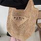Women's Paper Woven Mesh Hollow Tote Shoulder Bag