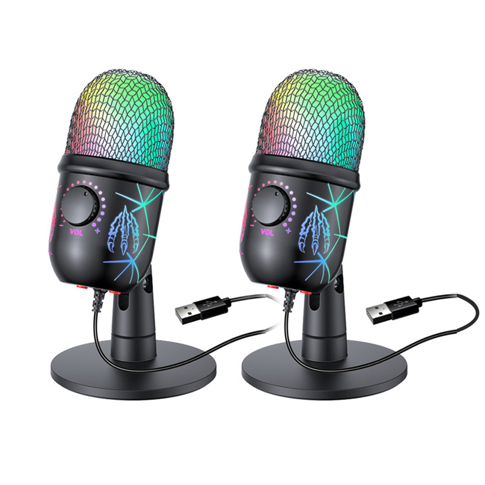 2Pcs USB Gaming Live Microphone with RGB Luminous