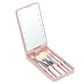 Compact LED Makeup Mirror with Cosmetic Brush and Holder