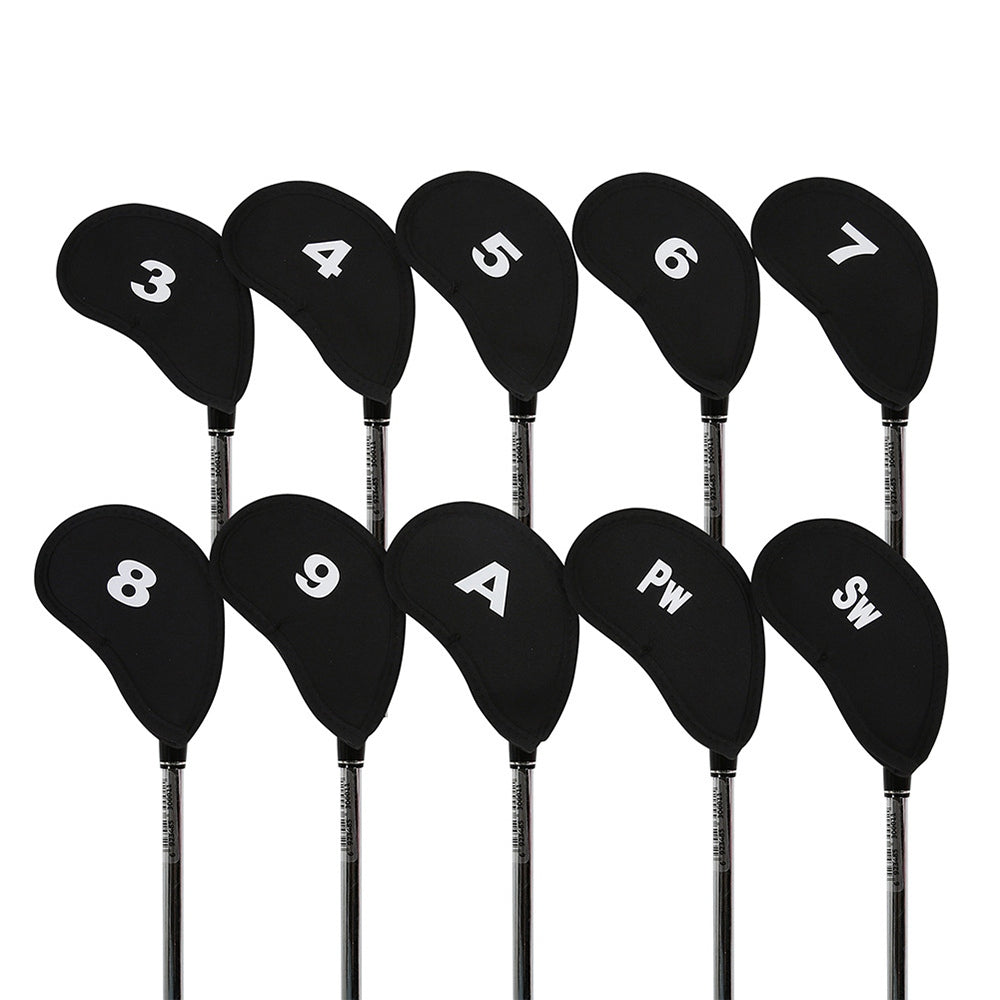 10Pcs Golf Club Iron Head Covers Protector Set for 3-9 A SW PW Clubs