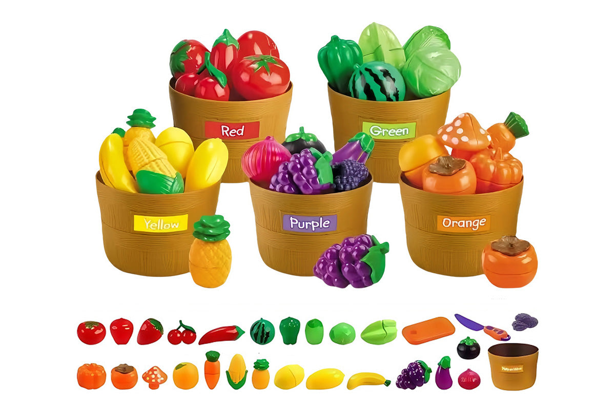 Pretend Play Food Set Cutting for Preschool Learning Kitchen Assorted Lot