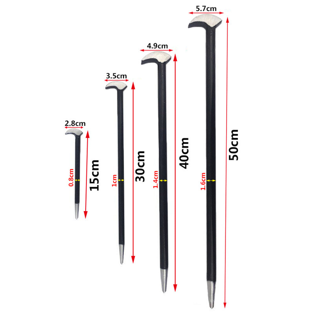 4Pcs Solid Steel Pry Bar Set with Rolled Heel for Heavy-Duty Prying
