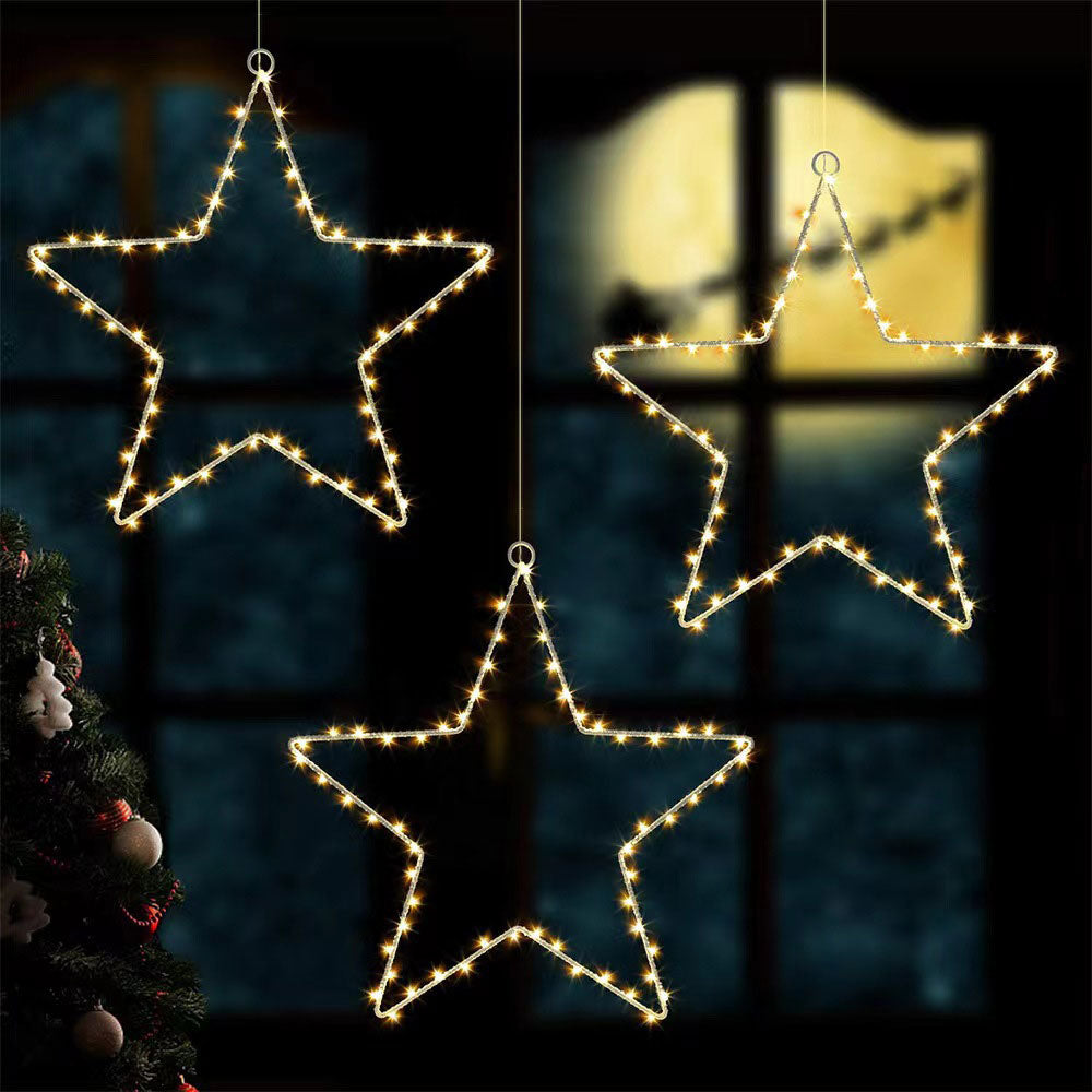 3Pcs 30CM Christmas LED Star Decoration Lights Battery Operated Christmas Decoration