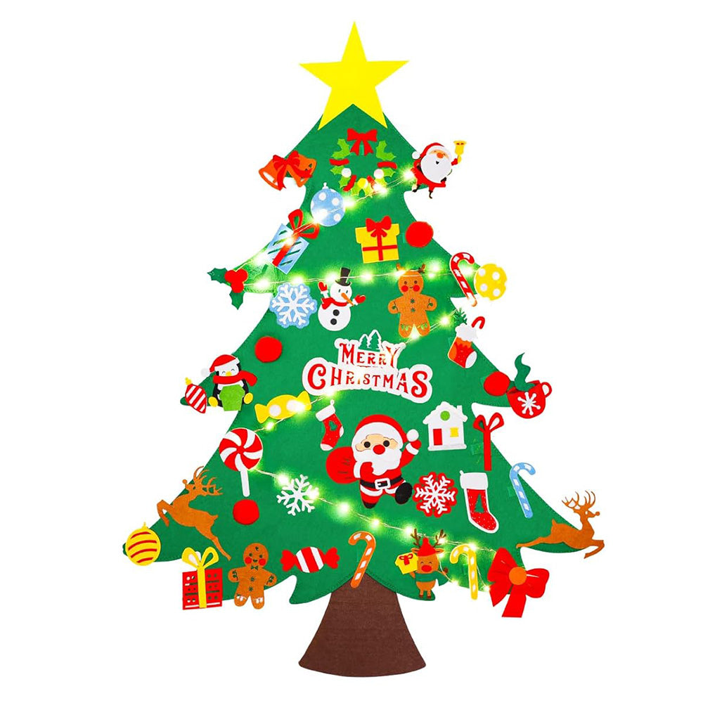 Felt Christmas Tree Set DIY Felt 41 Ornaments and LED String Lights