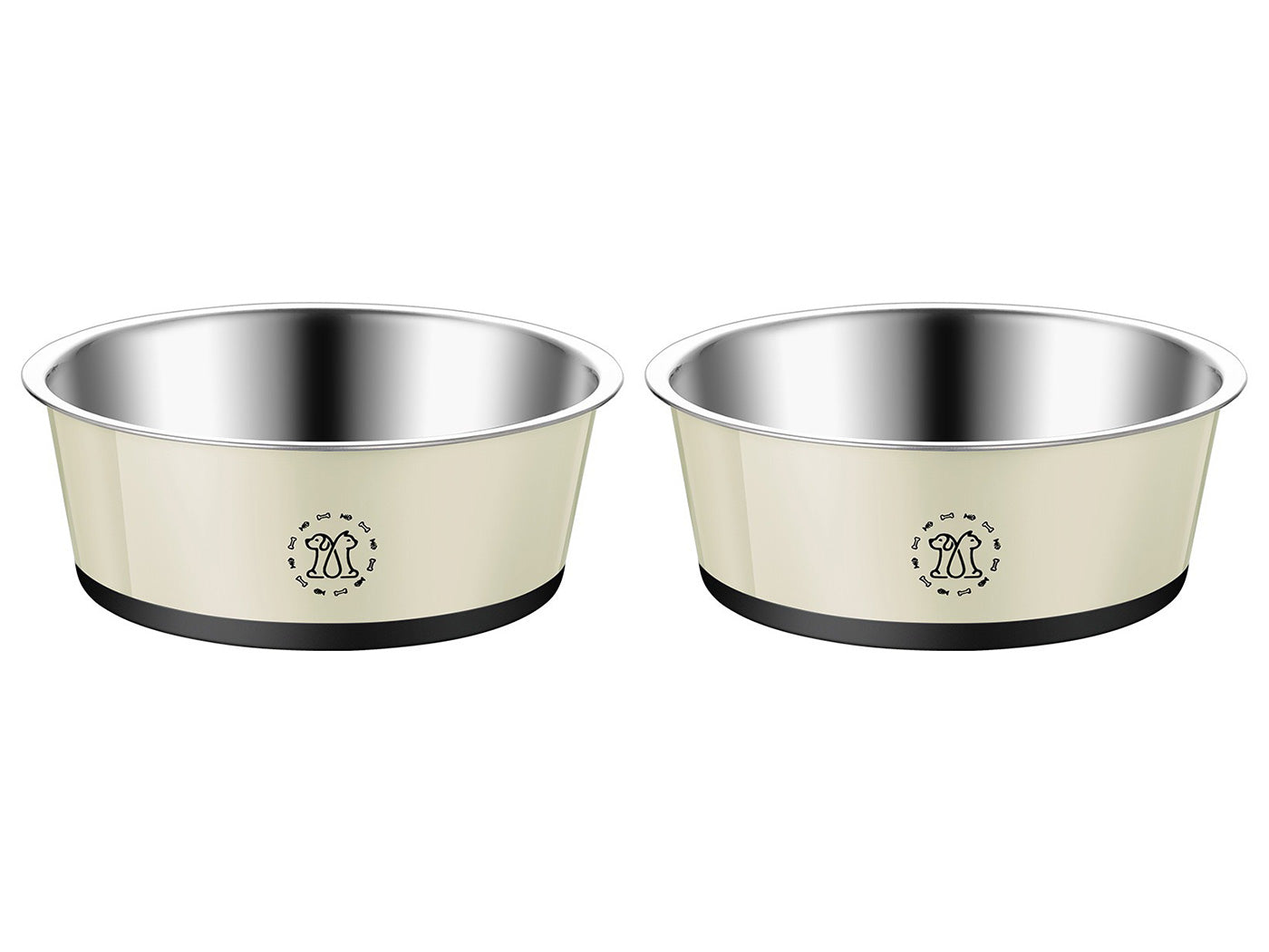 2L Stainless Steel Pet Feeding Bowl 25cm Non-Slip Dog Cat Food Water Bowl