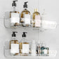 2Pcs Acrylic Adhesive Shower Caddy No Drill Wall Mount Organizer Storage Shelf