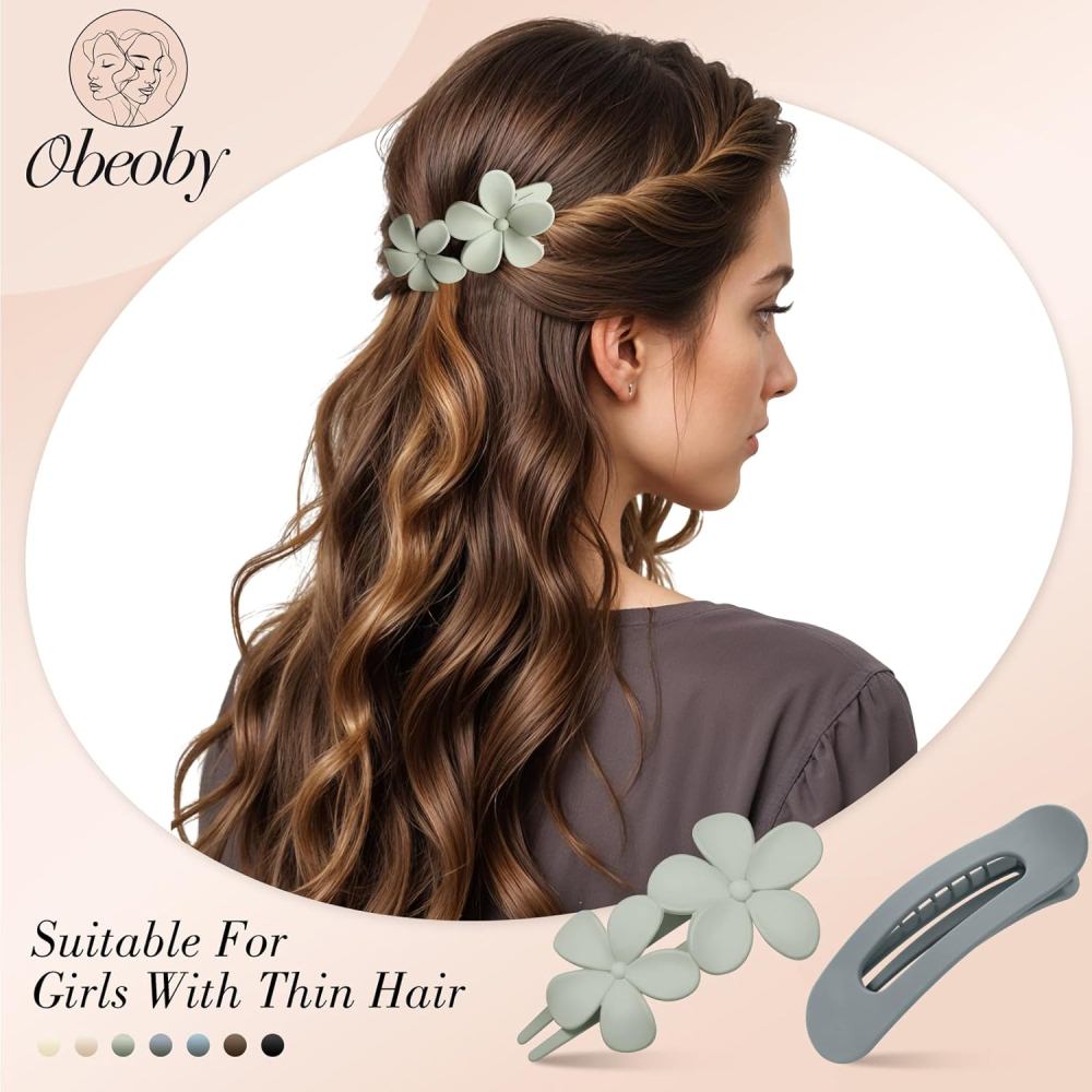 8 Piece Hair Clip Set with Flower Design for Women Girls