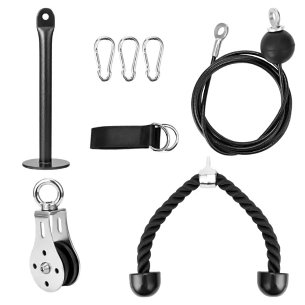 Home Gym Weight Pulley System Cable Machine Attachment Arm Strength Training Kit Black