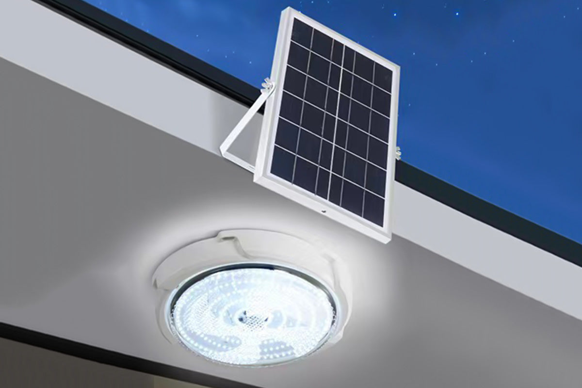 Solar Powered Pendant Light with Remote Ceiling Lamp for Indoor Outdoor Barn Shed Gazebo Garage