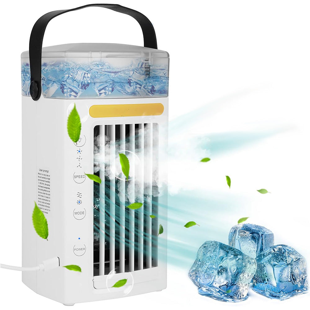 Portable Mini Dual Fan Air Cooler with LED Light and USB Power