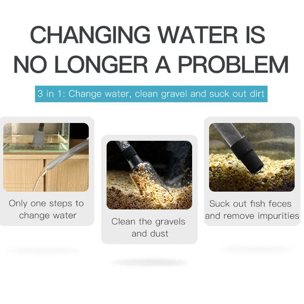 Aquarium Fish Tank Electric Siphon Vacuum Cleaner for Water Change