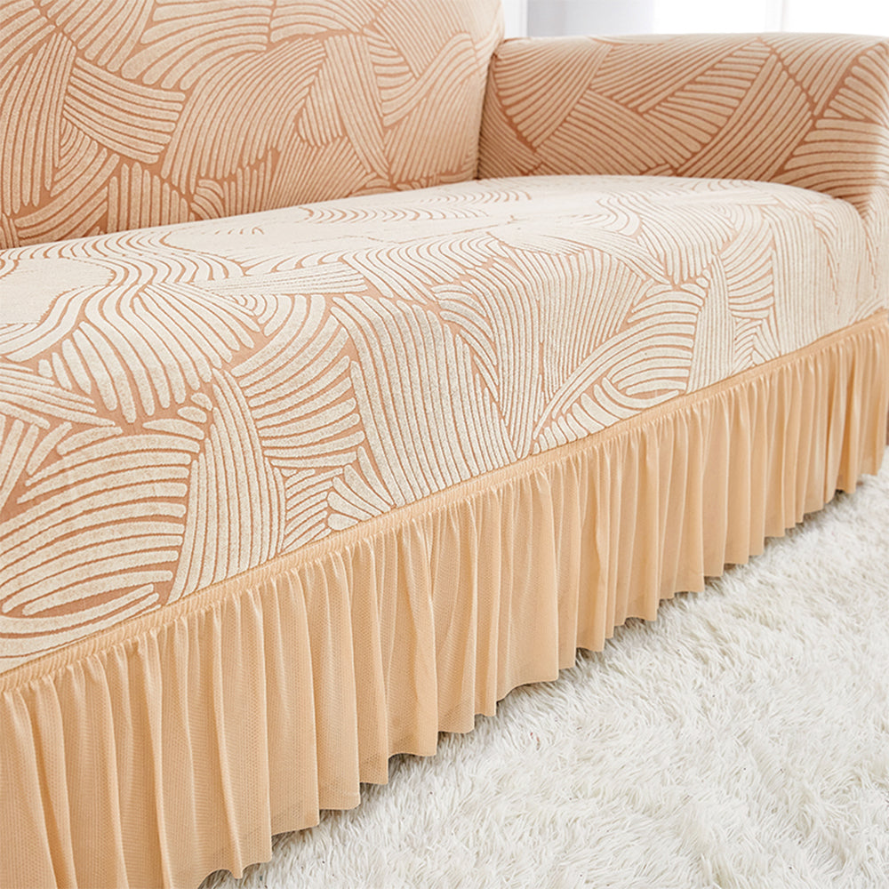 Soft Couch Cover with Skirt Ruffled Stretch Sofa Cover