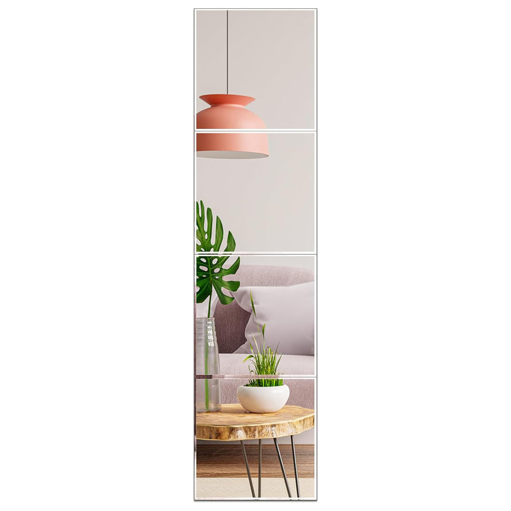 4Pcs Square Acrylic Mirror Wall Stickers Self-Adhesive DIY Home Decor