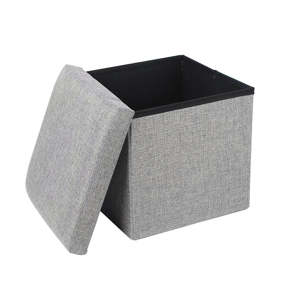Foldable Storage Ottoman Shoe Bench with Thick Foam Lid-Grey