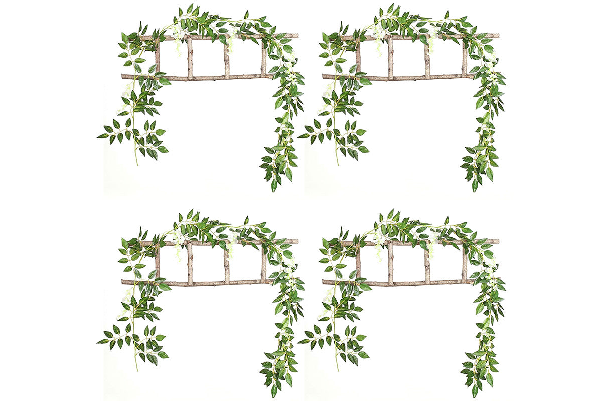 4Pcs Artificial Silk Wisteria Vine Hanging Garland 1.8 m for Home and Garden Decoration