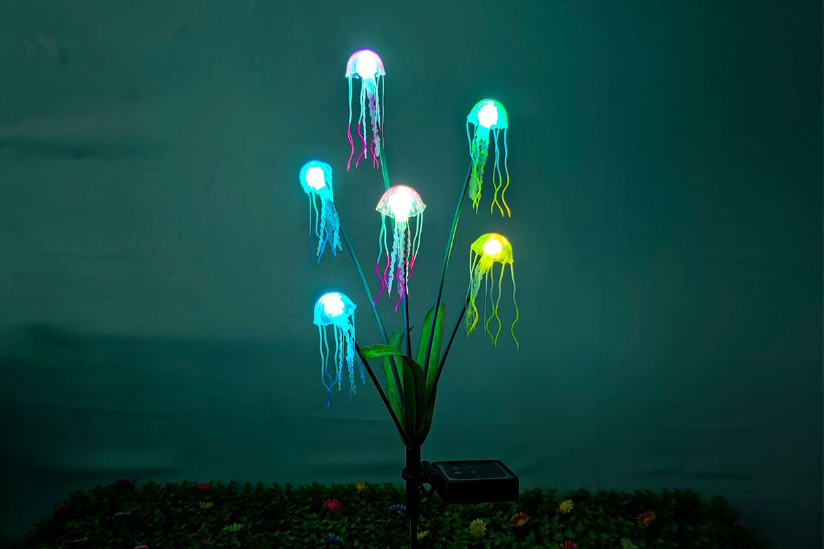 2pcs 6-Heads or 8 Heads Solar Jellyfish Stake Lights Outdoor Garden Path Decor Lights