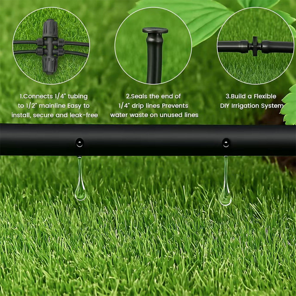 Irrigation Dripline Tubing 30m Roll with Built-In Emitters and 1/4 Fittings