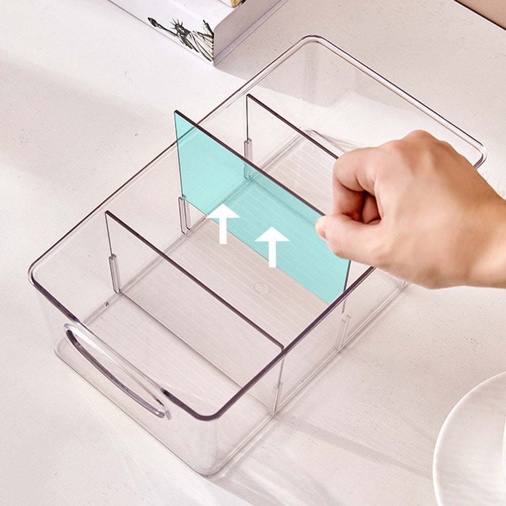 6Pcs Cabinet Organizer Bins with Handle Divided Storage Container for Kitchen