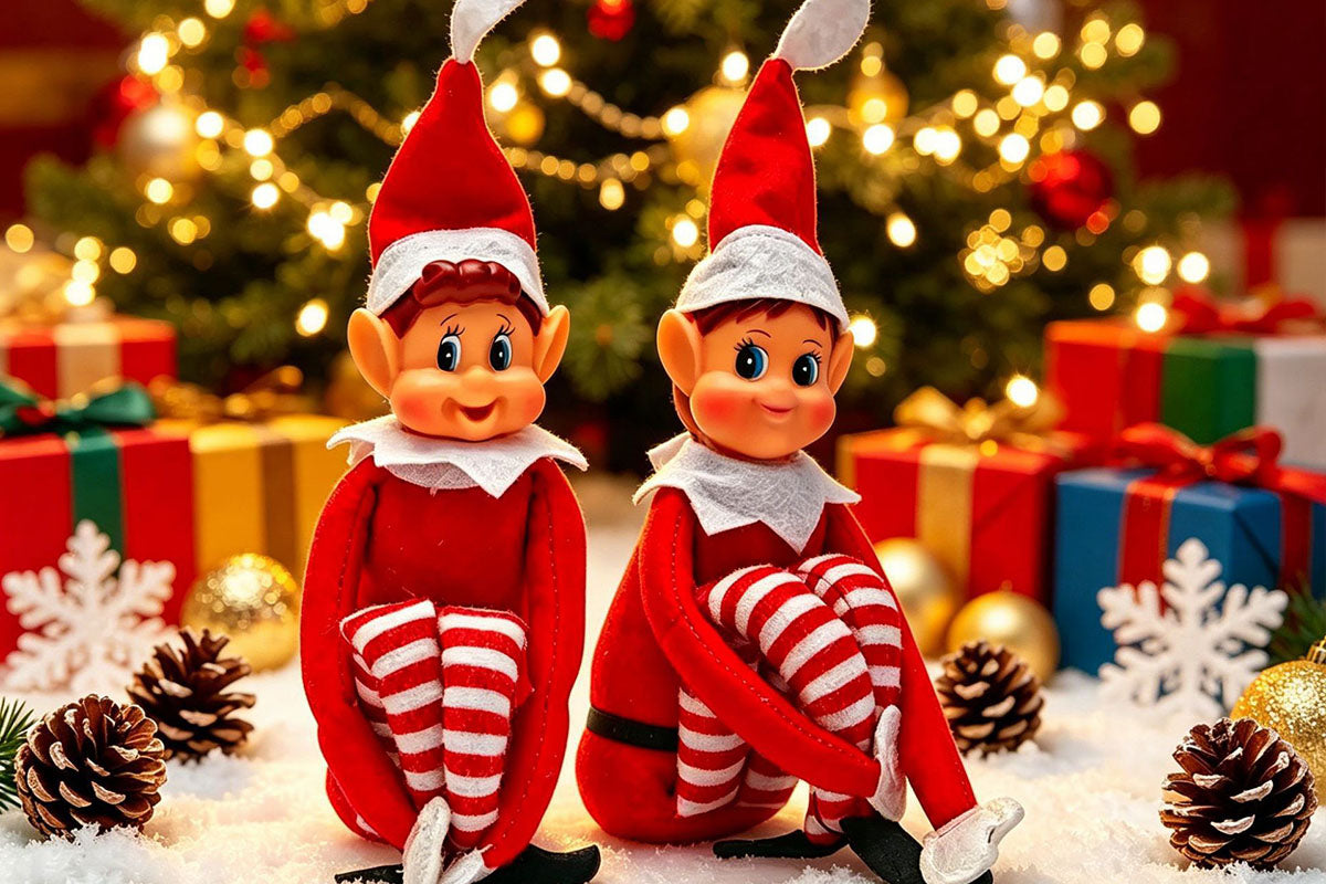 2Pcs Poseable Christmas Elf Fabric Doll Xmas Tabletop Decoration 40cm