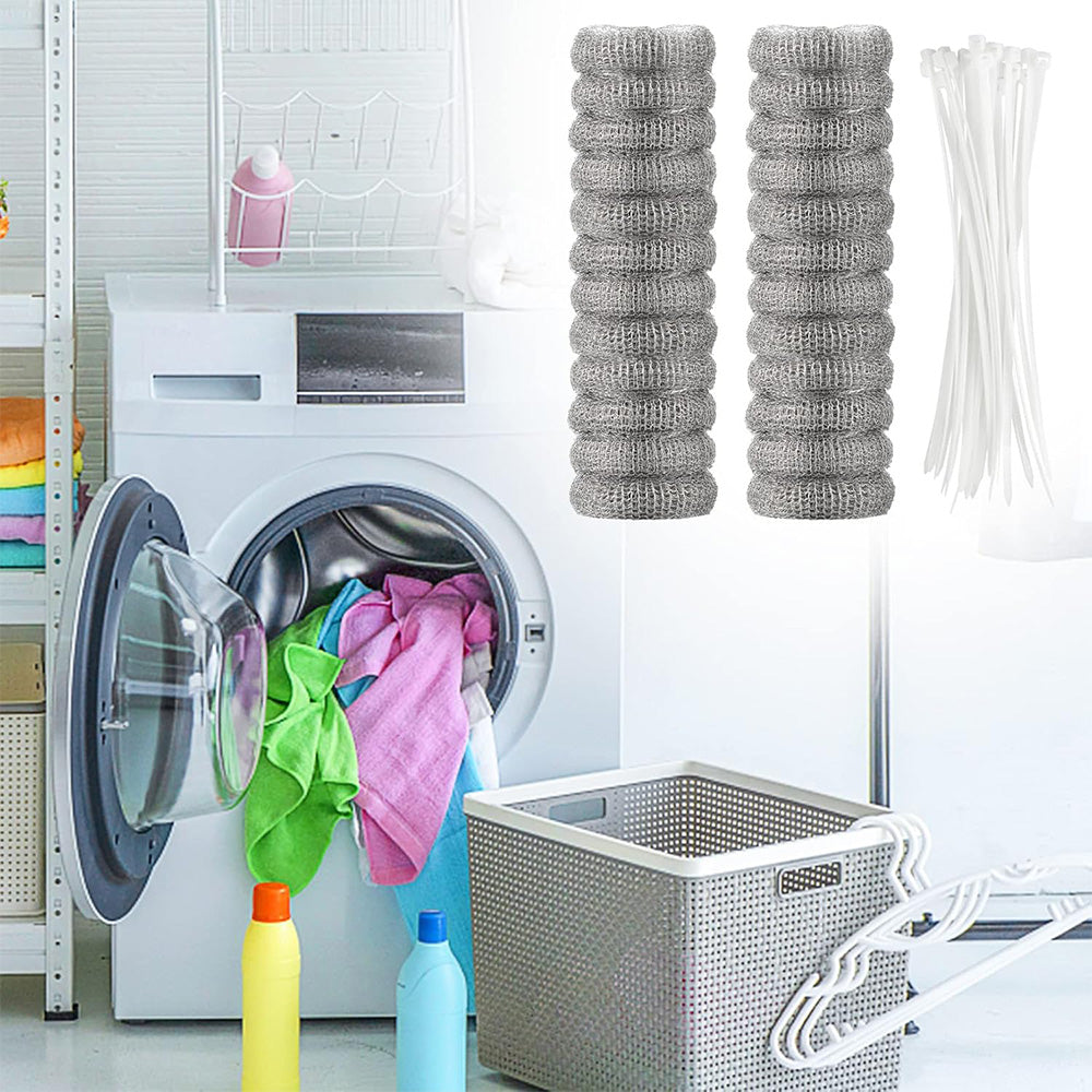 24Pcs Stainless Steel Washing Machine Drain Filter - Universal Drain Filter with Cable Ties