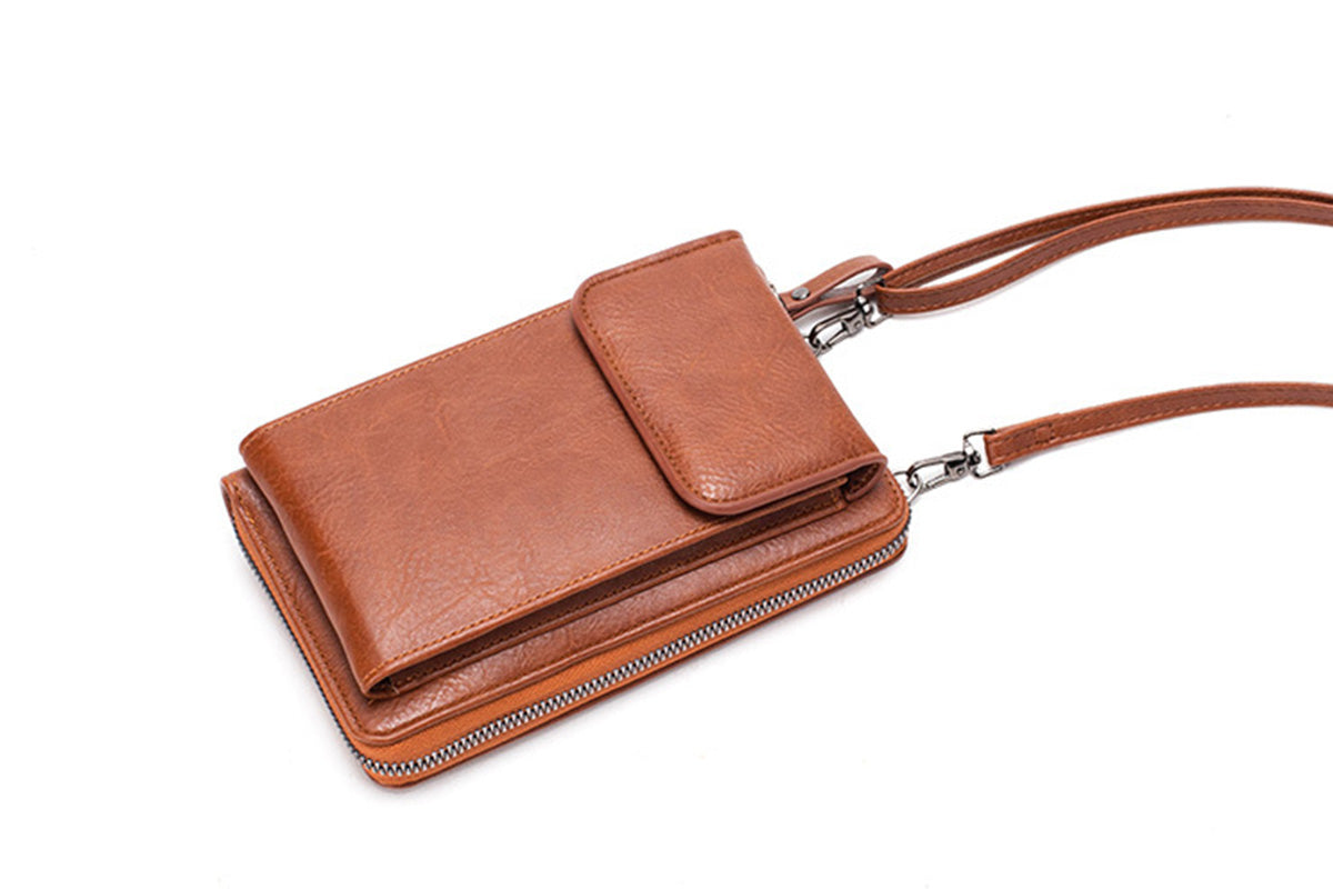 PU Leather Women Pouch Bag Mobile Phone Bag Crossbody Purse Wallet Shoulder Bag