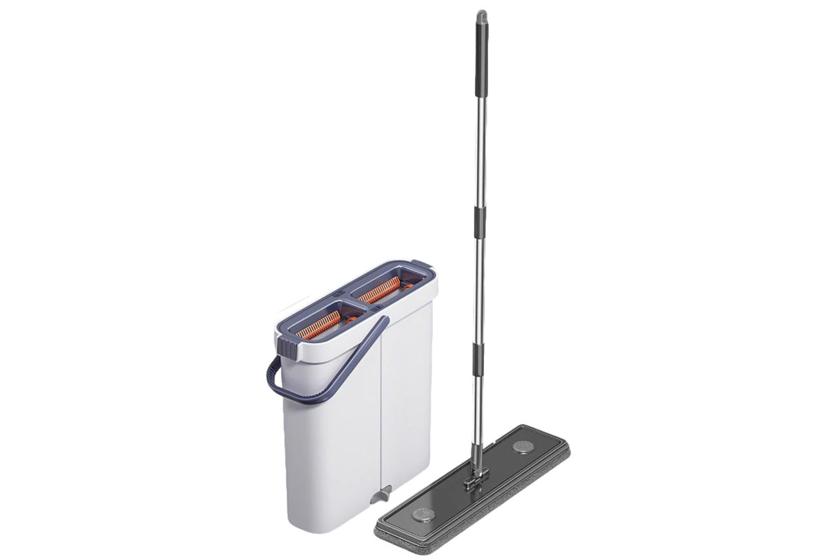 Flat Mop and Bucket Set with 2 Reusable Mop Pads